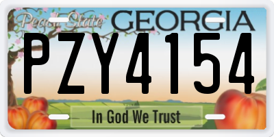 GA license plate PZY4154