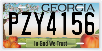 GA license plate PZY4156
