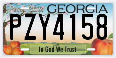 GA license plate PZY4158