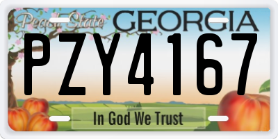 GA license plate PZY4167