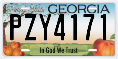GA license plate PZY4171