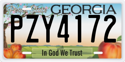 GA license plate PZY4172