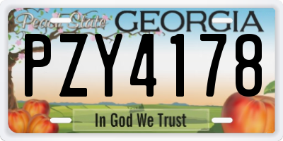 GA license plate PZY4178