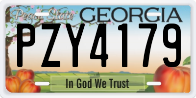 GA license plate PZY4179