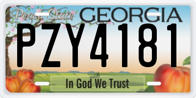 GA license plate PZY4181