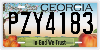 GA license plate PZY4183
