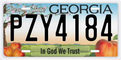 GA license plate PZY4184