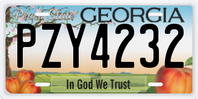 GA license plate PZY4232