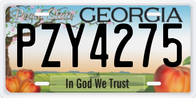 GA license plate PZY4275