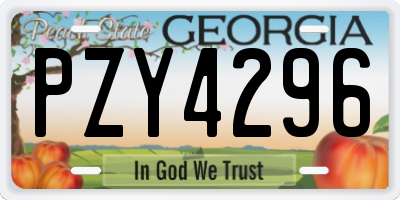 GA license plate PZY4296