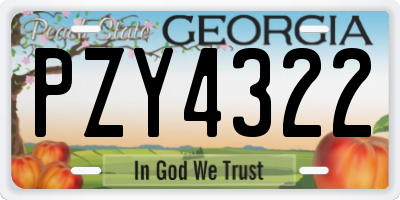 GA license plate PZY4322