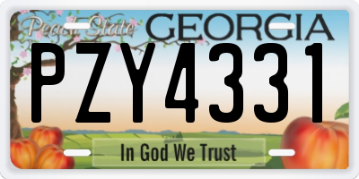 GA license plate PZY4331