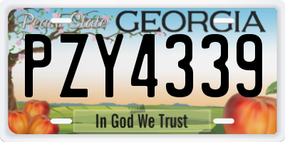 GA license plate PZY4339