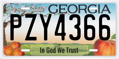 GA license plate PZY4366