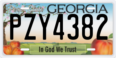 GA license plate PZY4382