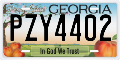 GA license plate PZY4402