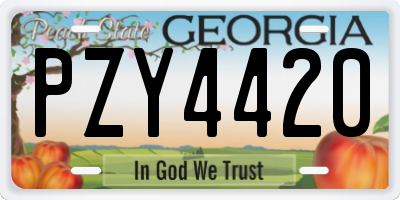 GA license plate PZY4420
