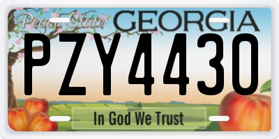 GA license plate PZY4430