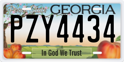 GA license plate PZY4434