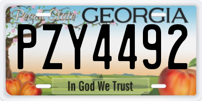 GA license plate PZY4492