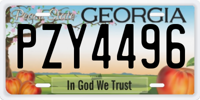 GA license plate PZY4496