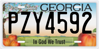 GA license plate PZY4592