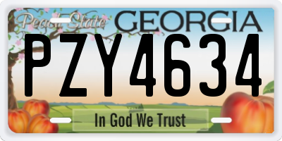 GA license plate PZY4634