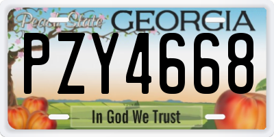 GA license plate PZY4668