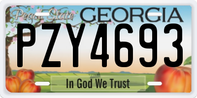 GA license plate PZY4693