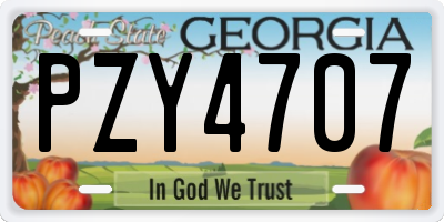 GA license plate PZY4707