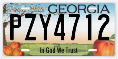 GA license plate PZY4712