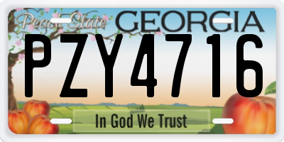 GA license plate PZY4716