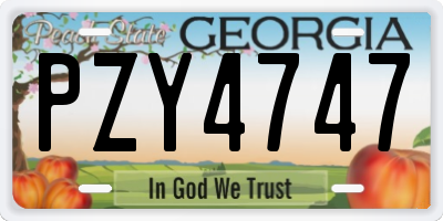 GA license plate PZY4747