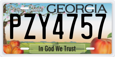 GA license plate PZY4757