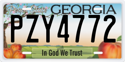 GA license plate PZY4772