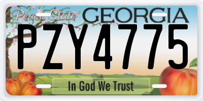 GA license plate PZY4775