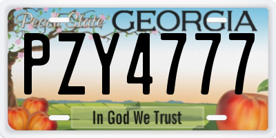 GA license plate PZY4777