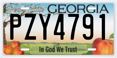 GA license plate PZY4791