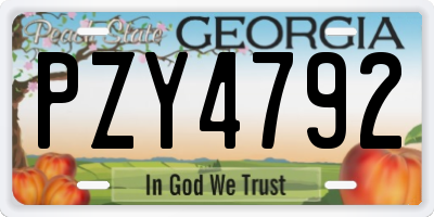 GA license plate PZY4792