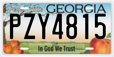 GA license plate PZY4815