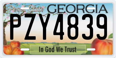 GA license plate PZY4839