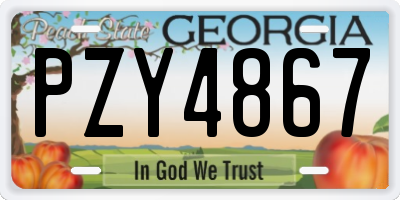 GA license plate PZY4867