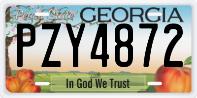 GA license plate PZY4872