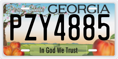 GA license plate PZY4885