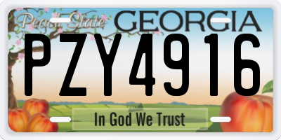 GA license plate PZY4916