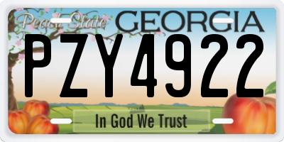 GA license plate PZY4922