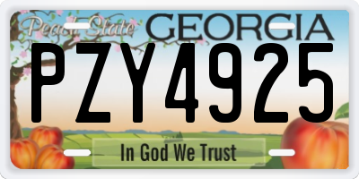 GA license plate PZY4925