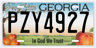 GA license plate PZY4927