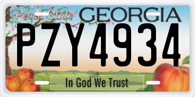 GA license plate PZY4934