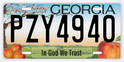 GA license plate PZY4940